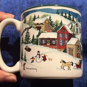 Potpourri Press New Snow Fall Christmas Mug Vintage 1993 Village Scene